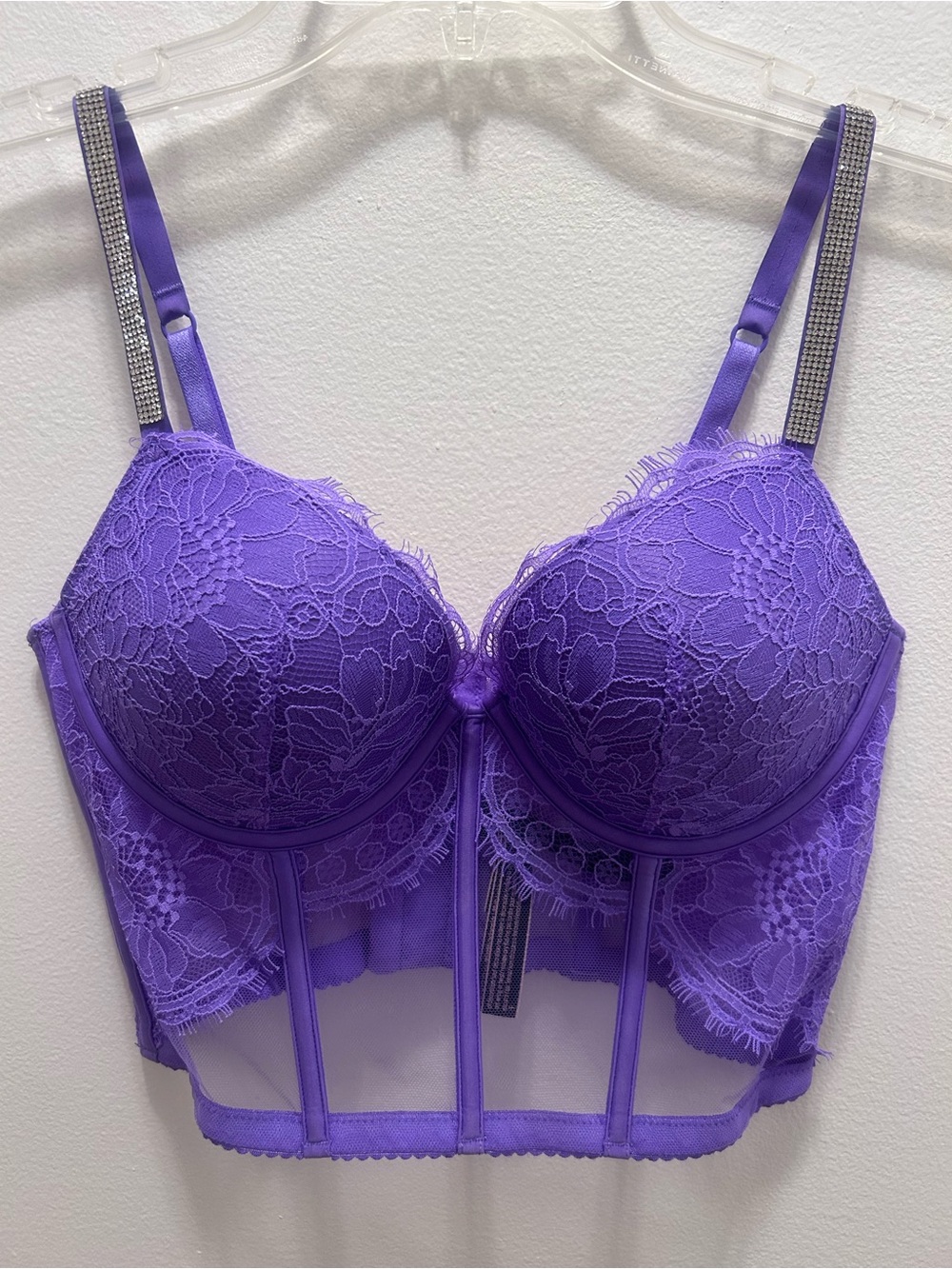 Victoria Secret Very Sexy Shine Up Strap Corset Longline Pushup Bra — Purple